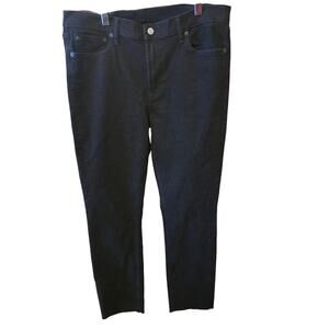 Gap Vintage Slim Mid Rise Jeans 32/14 Tall‎ Womens Black Raw Hem Straight Leg
